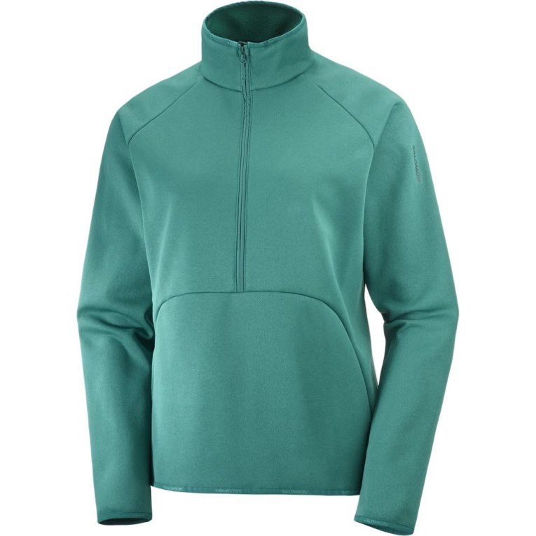 Chaquetas Salomon Essential Warm Half Zip Mujer Verdes | MX PDXZ805